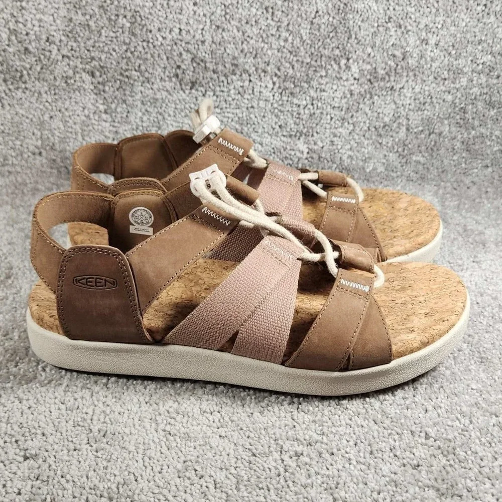 KEEN Elle Mixed Strap Toasted Coconut Birch Bungee Sandal Womens 9
